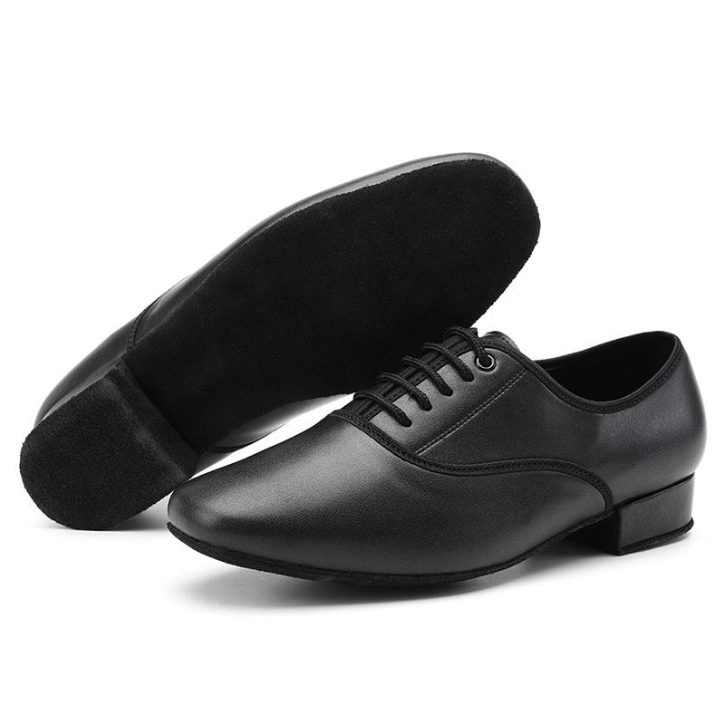 Pantofi de Dans Modern pentru Bărbați din Piele Neagră cu Toc Mic Samba Salsa Tango Latin Pantofi de Dans de Societate 2.5CM Toc de Interior