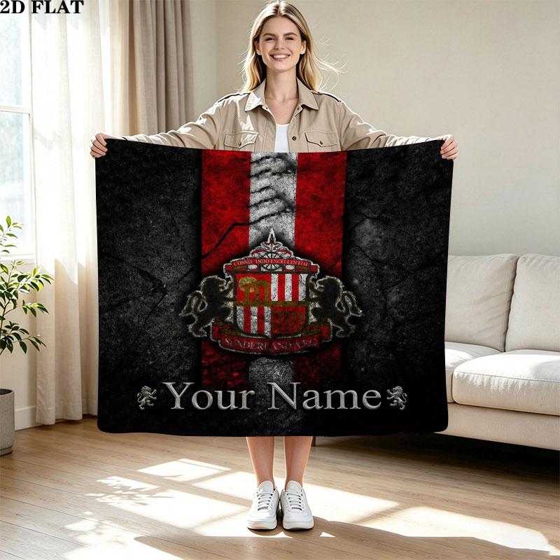 1PC Sunderland A.F Custom Name Patterned Flannel Blanket Suitable For All Seasons for Home Decor Warmth and Comfort Gifts Holiday Present