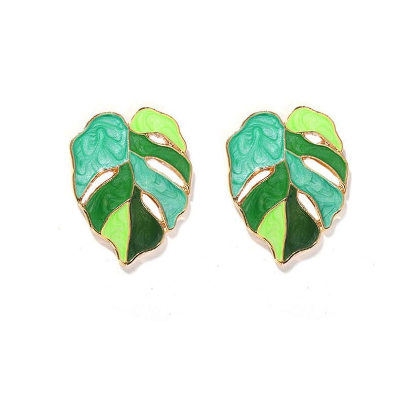Trending Hollow Leaf Stud Earring Fashion Party Exaggerate Minimalist Earrings Jewelry For Woman Gifts New