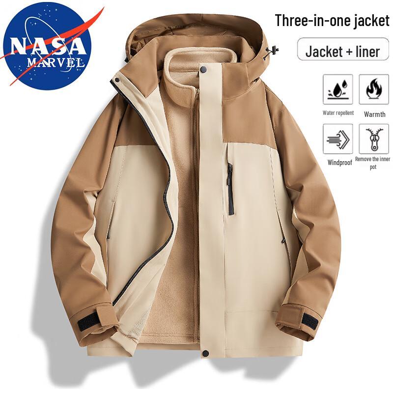 NASA MARVEL Unisex Herbst/Winter 3-in-1 Winddichte Kapuzenjacke