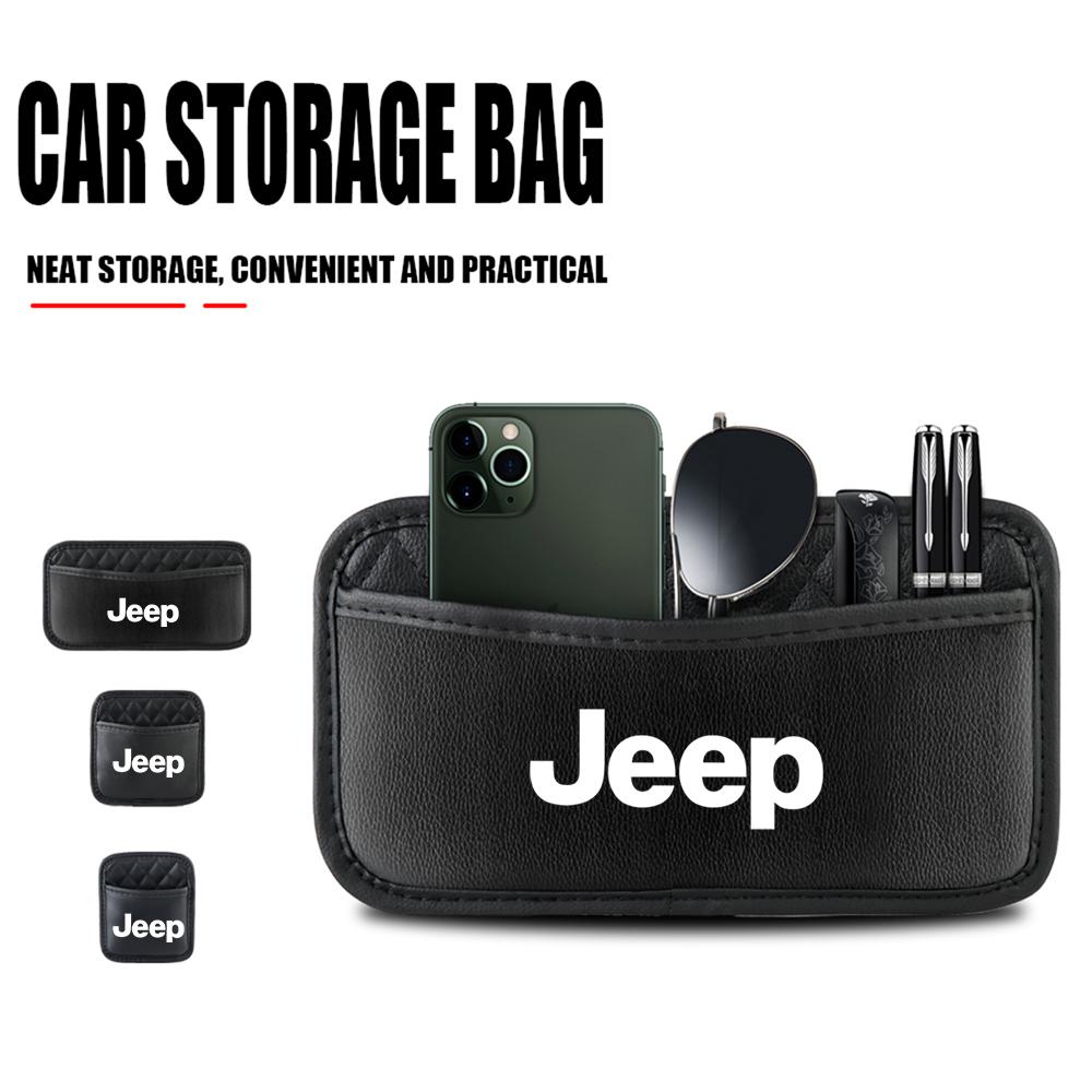 Leather Car Storage Bag Seat Back Center Console Organizer Key Holder For JEEP Renegade Grand Grand Cherokee JK Wrangler Compass