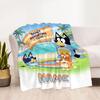 Beach Friends Adventure Personalized Name Blanket Multi-purpose Personalized Blanket Soft & Cozy Throw For Sofa Couch Office Chair Nap All-Season Use