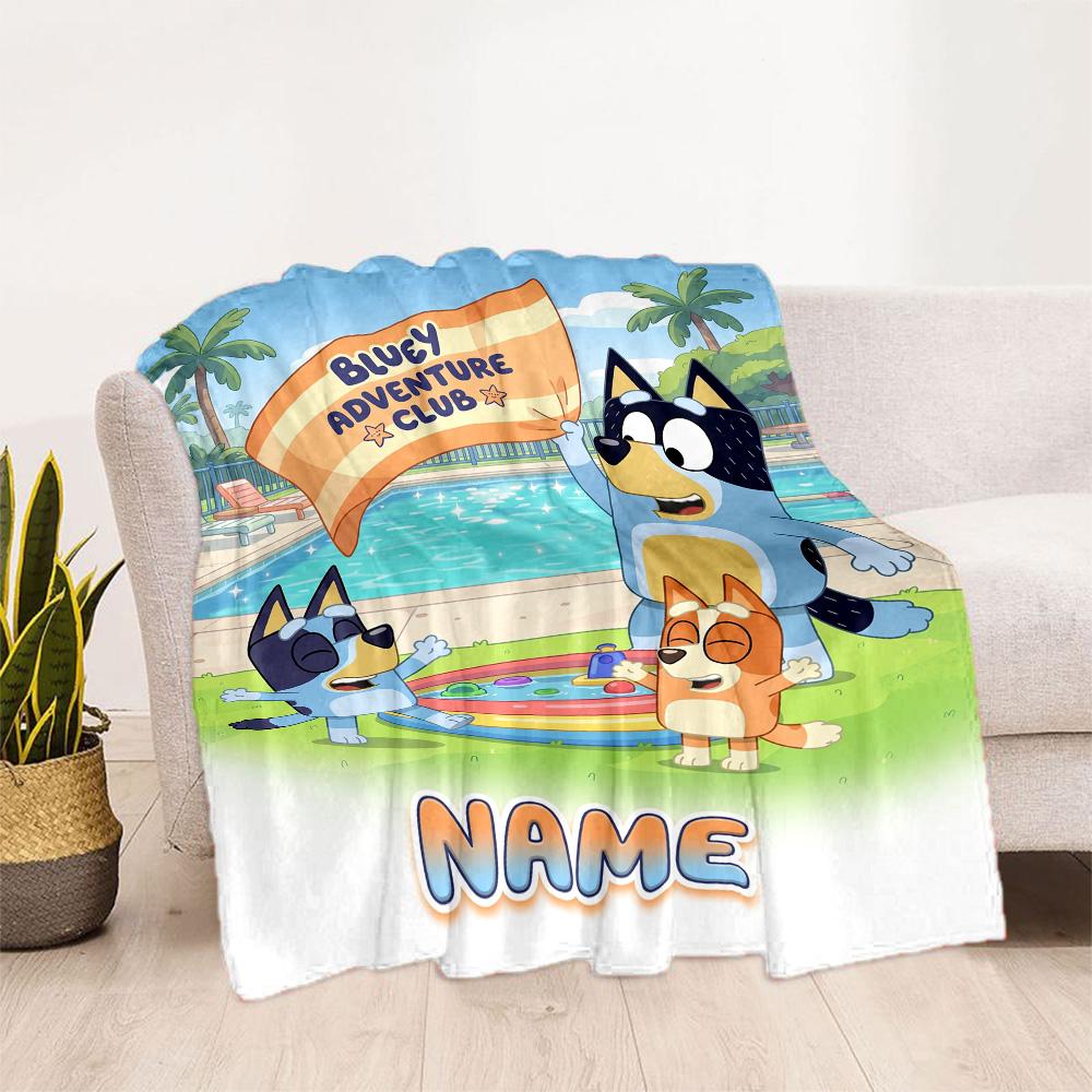 Beach Friends Adventure Personalized Name Blanket Multi-purpose Personalized Blanket Soft & Cozy Throw For Sofa Couch Office Chair Nap All-Season Use