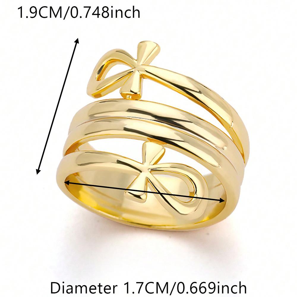 

Obega 1 PC Hip Hop Mutilayer Bowknot Gold Color Ring Chic Design Rock Metal Finger Ring For Women Daily Wear Jewelry