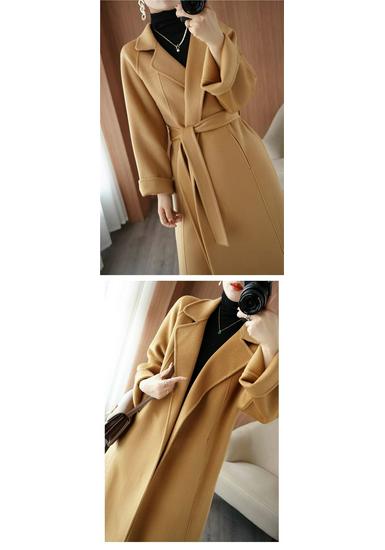 Manteau en laine ample mi-long pour femme, double face en cachemire, Automne/Hiver, style coréen