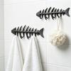 Suporte de Toalha de Parede com Ossos de Peixe, Cabide Elegante de Ferro Fundido com 4 Ganchos para Toalhas Roupões, Resistente à Água e à Ferrugem, Decoração Náutica para Casa e Parede