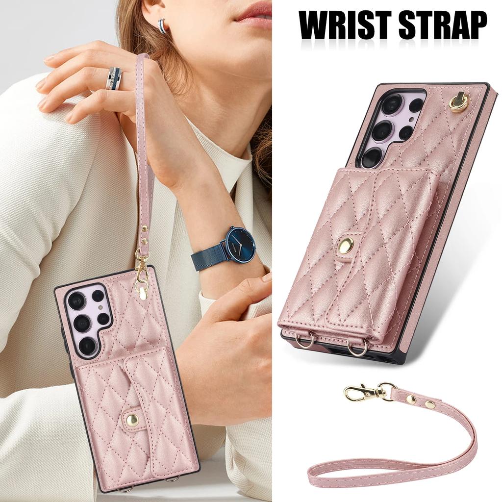 Crossbody Wallet Phone Case for Samsung Galaxy S25 S24 S23 S22 Plus Note 20 Ultra S21 FE A16 A15 A55 A35 A54 Card Holder Cover