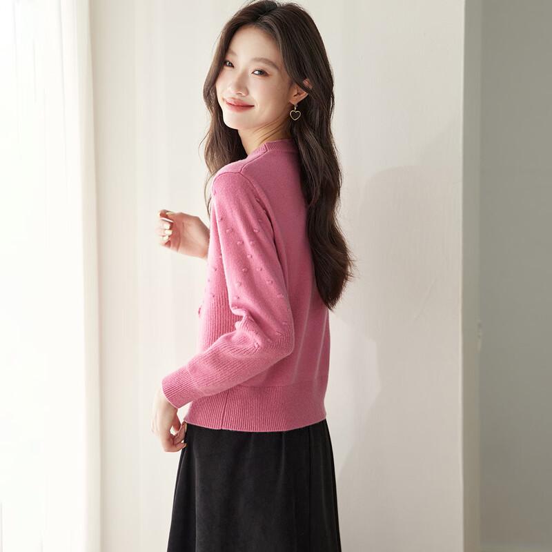 Srcr Women's 100% Wool Cropped 3D Floral Jacquard Sweater