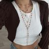 Colourful Crystal Zircon Necklace for Women Long Y-Shaped Clavicle Chain Adjustable Length Neckchain Party Accessory