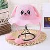 Sombrero de Paja con Orejas de Conejo para el Sol Sombrilla UPF50+ Sombrero de Conejo para el Sol Accesorios de Disfraz Sombrero de Paja de Color Sólido para Niños