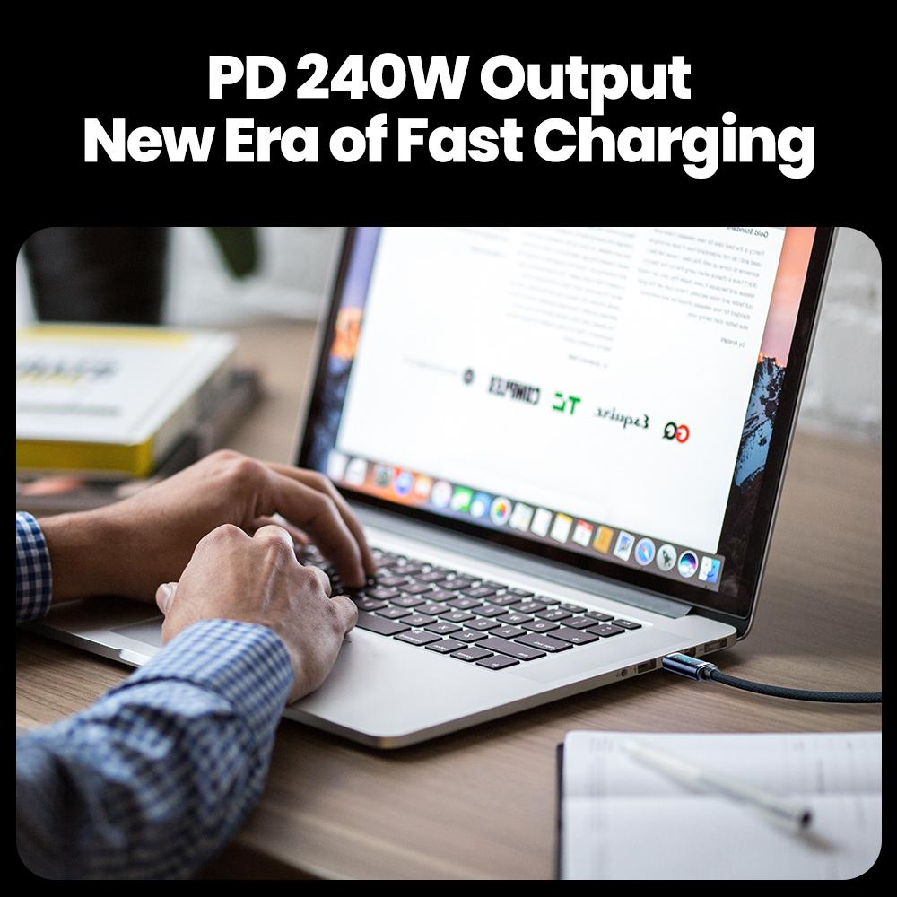 TOOCKI TQ-X57C4 1m USB C to USB C 240W PD Fast Charging Cable Digital Display Braided Data Cord