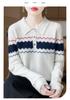 Women's Color-Block Jacquard Wool Sweater - New 2025 Autumn/Winter Cashmere Knit Top