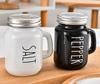 Black and White 2pcs Salt and Pepper Shaker Set 4.4oz Glass Vintage Glass Salt and Pepper Seasoning Shaker Set for Home