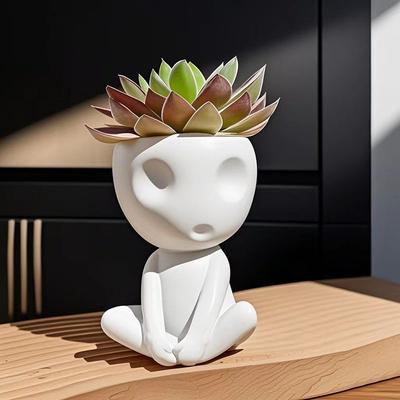 Nordic Abstract Figure Small Flower Pot Modern Minimalist Desktop Ornament Simulation Succulent Plant Flower Pot Home Decoration