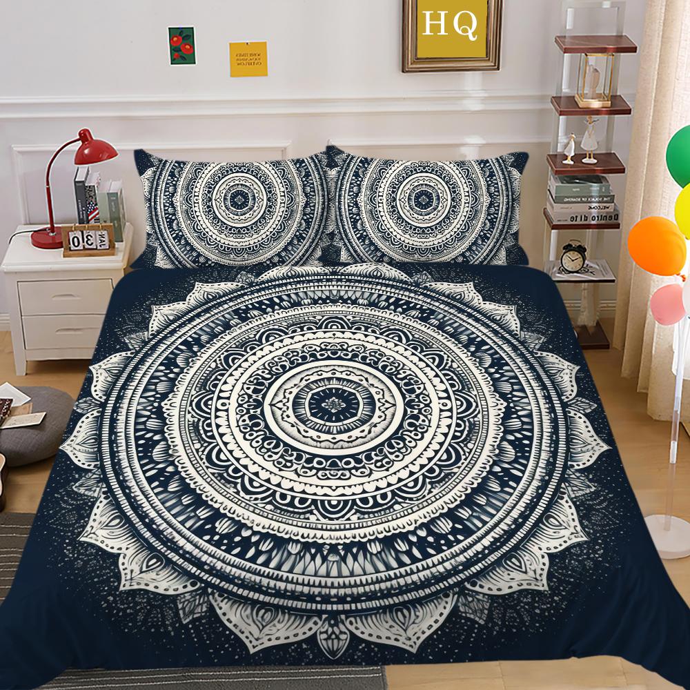 Set de huse de cuvertură cu imprimare 3D Datura Set de pat de dimensiune completă Set de lenjerie de pat din poliester pentru bărbați Textile de casă de lux de lux