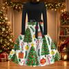 Women's Vintage Christmas Print Round Neck Casual Dress