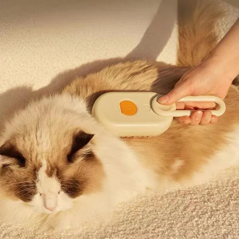3-in-1 Dog Hair Brush Cat Hair Electric  Anti Flying Pet Cleaning Brush Steam Spray Massage Hair Removal Comb