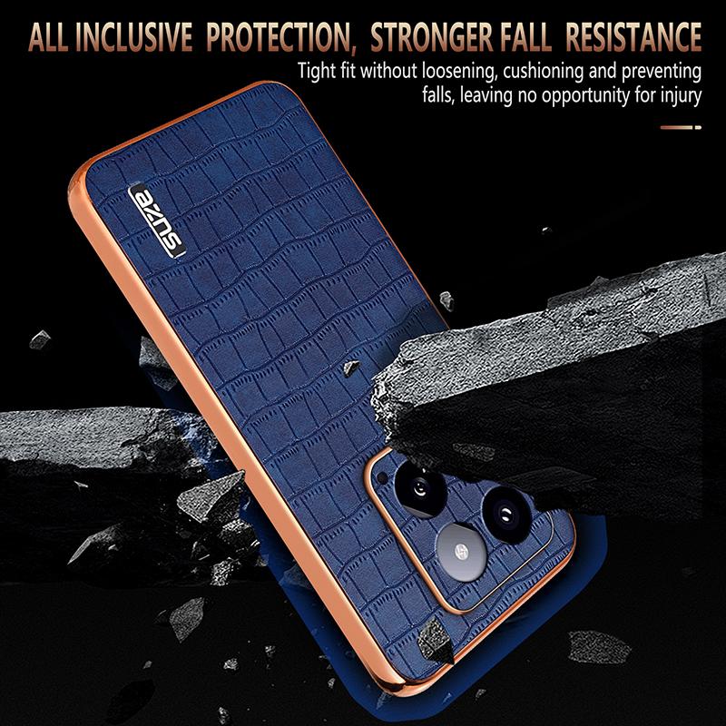 AZNS For Xiaomi 14 Case PU Leather Classic Crocodile Pattern Back Cover