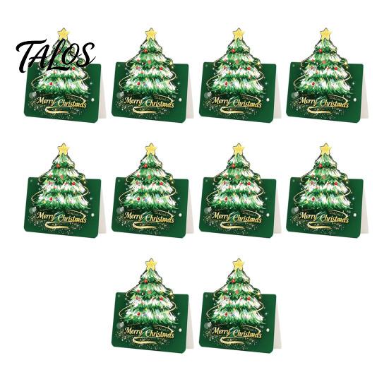 Blank Note Cards for Hand Written Blessings 10 Pcs 3D Christmas Tree Greeting Cards, Holiday Postcards Folded Xmas with Envelopes Bulk New Year,