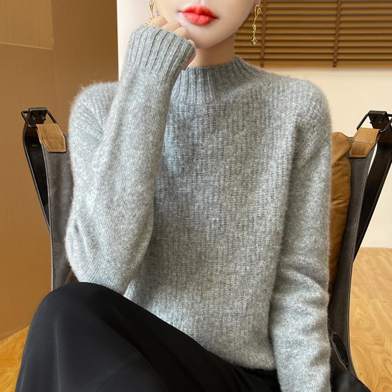 Women's cashmere sweater Qinghe cashmere 30% cashmere 70% wool autumn and winter pullover warm and fashionable