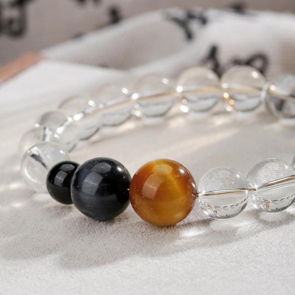 Xiaohongshu Weiß & Blau Tigerauge Kristall Armband - Modeaccessoire im Neuen Chinesischen Stil