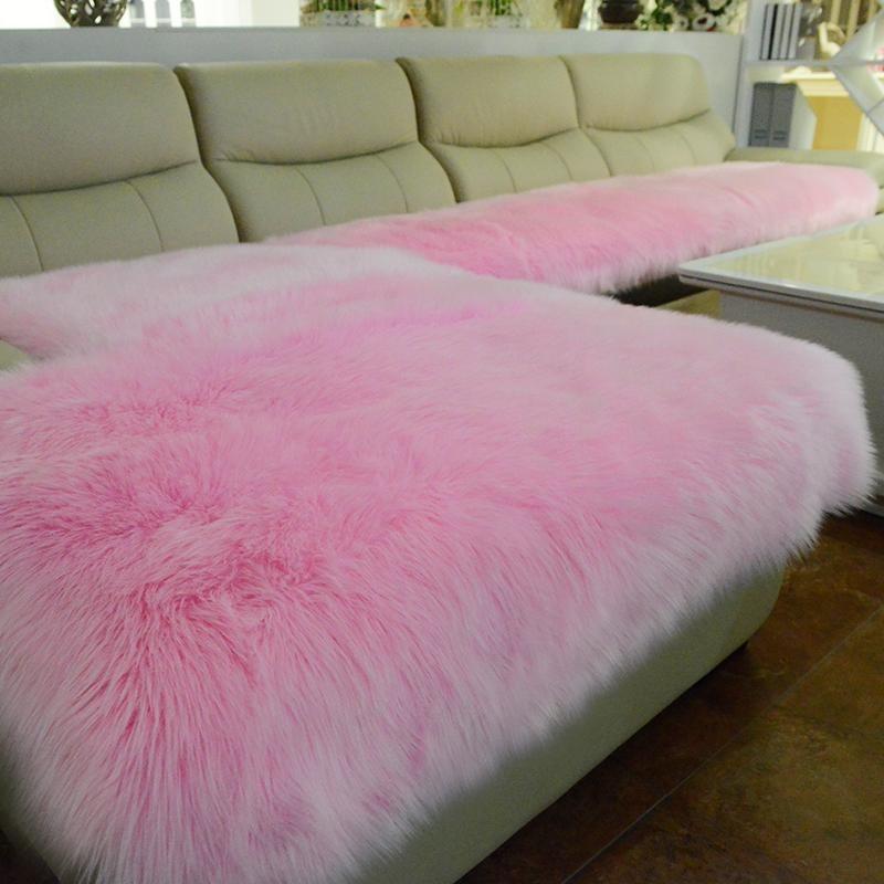 Nytt Sofatrekk Fullt Trekk Vinter Imiteret Ull Pute Lang Plysj Vindu Fortykket Europeisk Sklisikkert Sofamatte