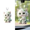 Cat Car Hanging Decoration Cartoon Acrylic Car Hanging Ornament Rearview Mirror Car Decoration Gift with Chain