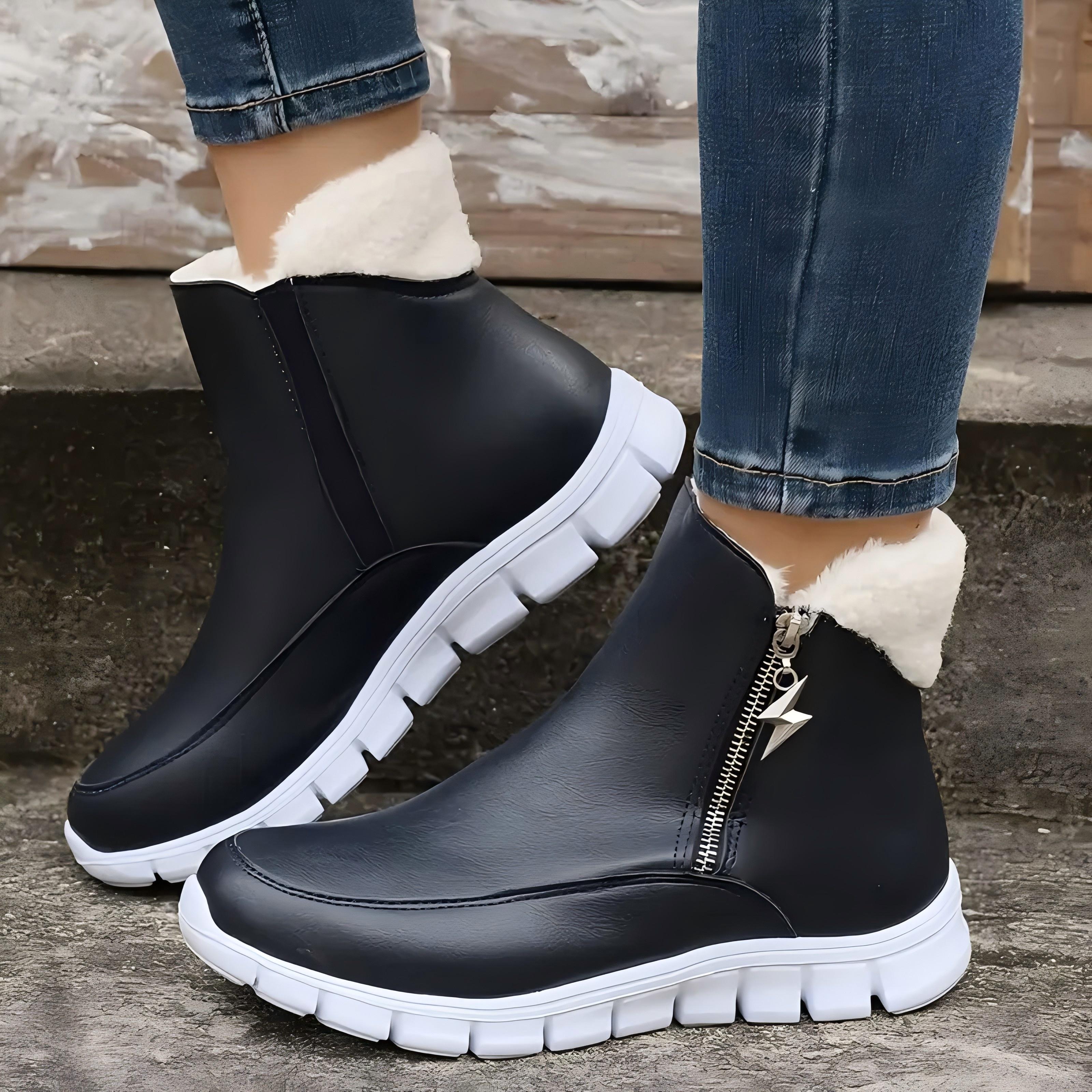 

Женские зимние ботинки — удобная флисовая подкладка, утолщенные ботинки по щиколотку с боковой молнией, теплые и модные в любое время года 43 темно-синий