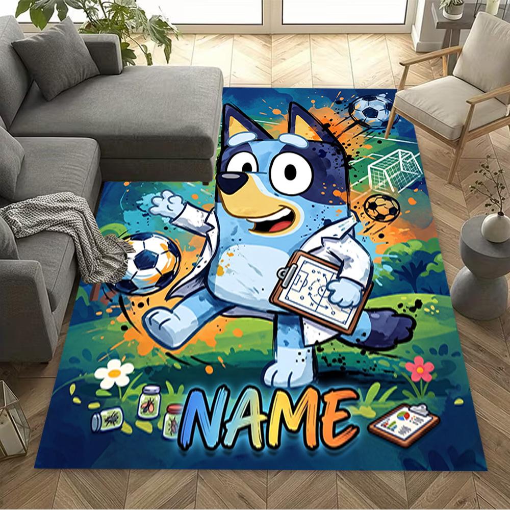 Football Friends Adventure Personalized Text Floor Rug Office Rug Suitable for Balcony Study room Hallway Dining Room Anti-slip Rug Anime Office Decor