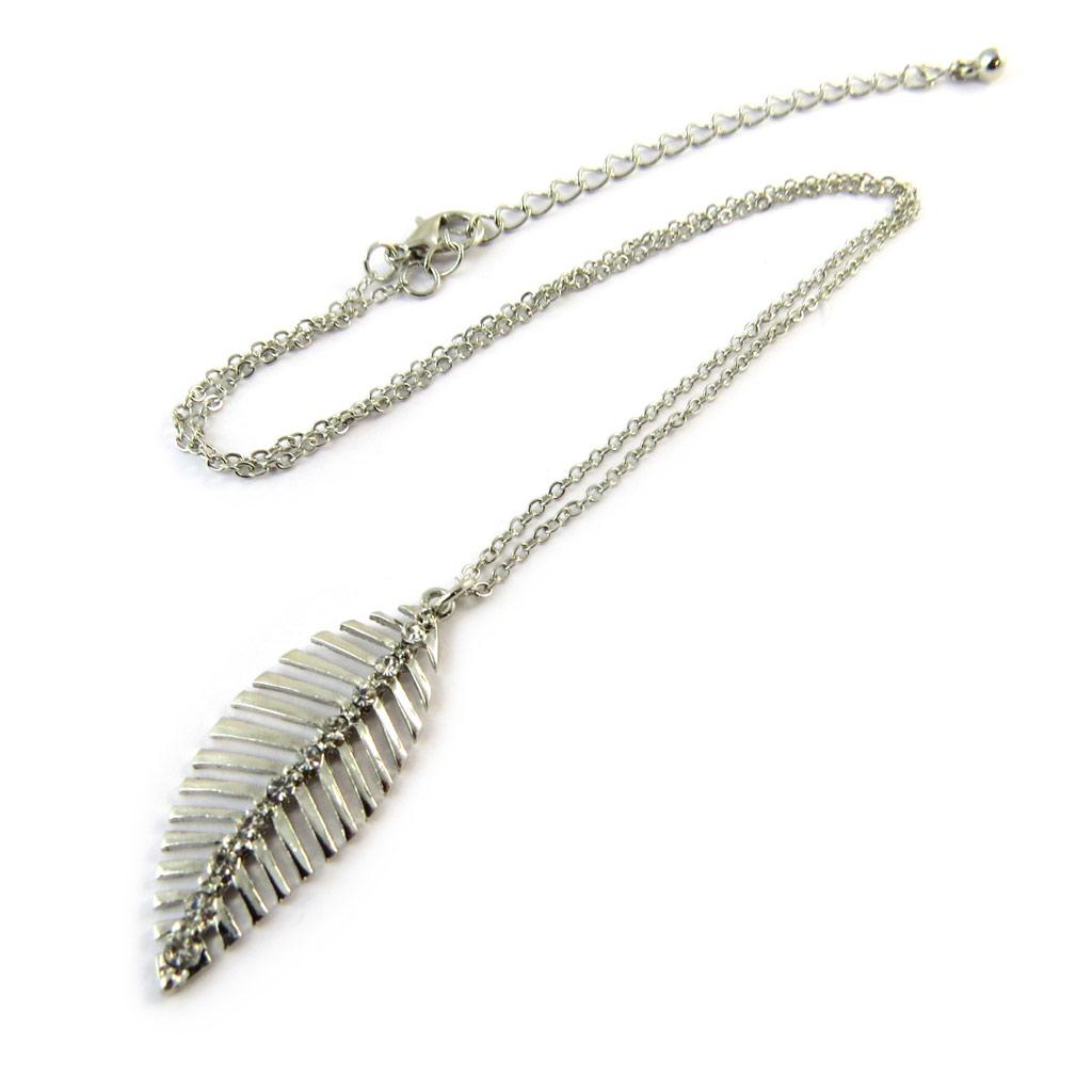 Les Trésors De Lily [N8164] - Silver 'Gold Leaf' Designer Necklace
