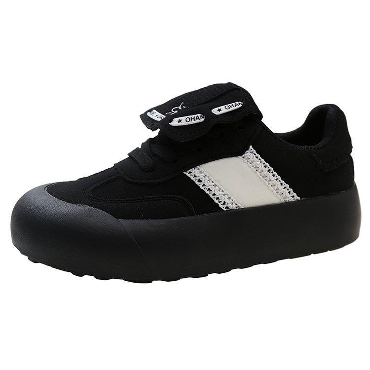 

Silver ribbon fluffy shoes 2025 spring new Baijingting same style German training shoes leather board shoes casual sports shoes 35 чёрный