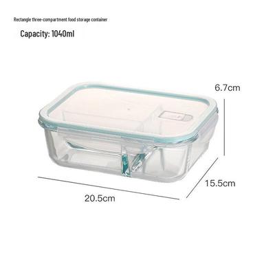 2-Piece 3-Compartment Glass Food Storage Container Set