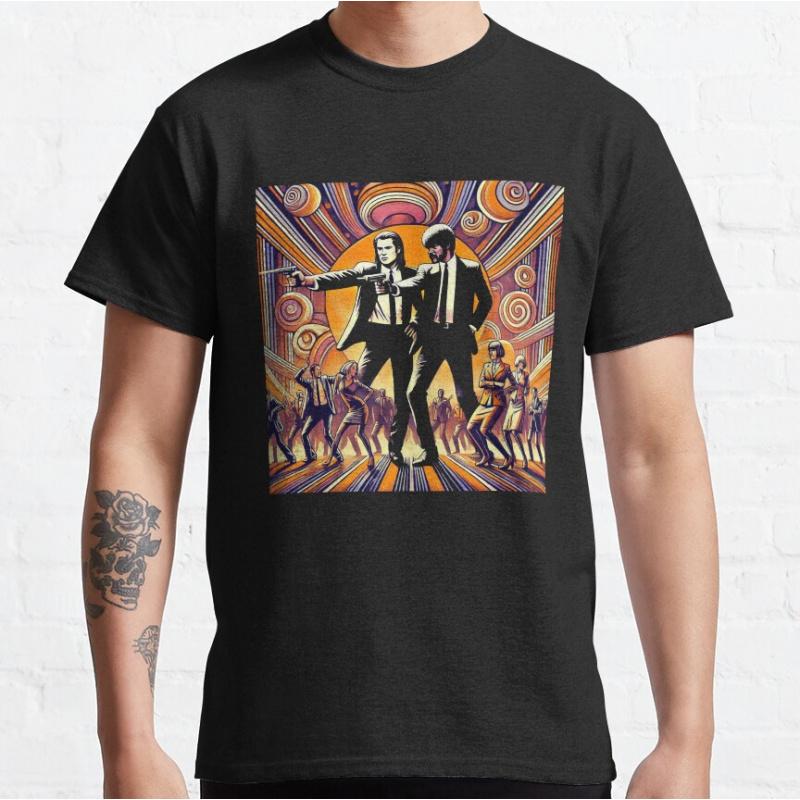 Vincent! We happy 80s vintage movie Pulp fiction Short-sleeve crewneck T-shirt for men large si