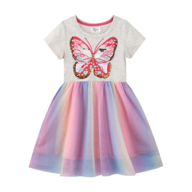2026 Girls Summer Sequin Embroidered Princess Dress 6T (Height: 110-120 cm)