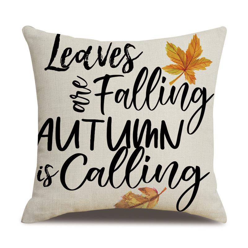 Thanksgiving Linen Pillowcase Autumn Pumpkin Print Pillow Cushion Cover