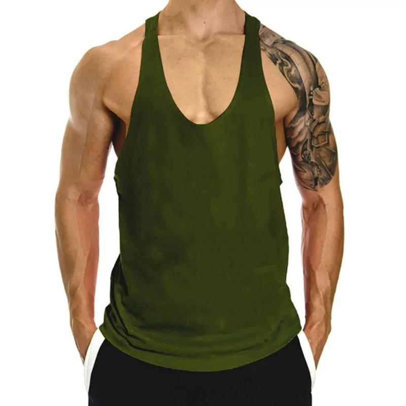 Men's Fitness Tank Top for Muscle Training, Loose Fit, Racerback, Sports Running, Cotton Sleeves, Trendy Style