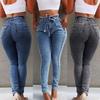 Übergröße Mode Gürtel High Waist Skinny Jeans Damen Stretch Denim Lange Hose