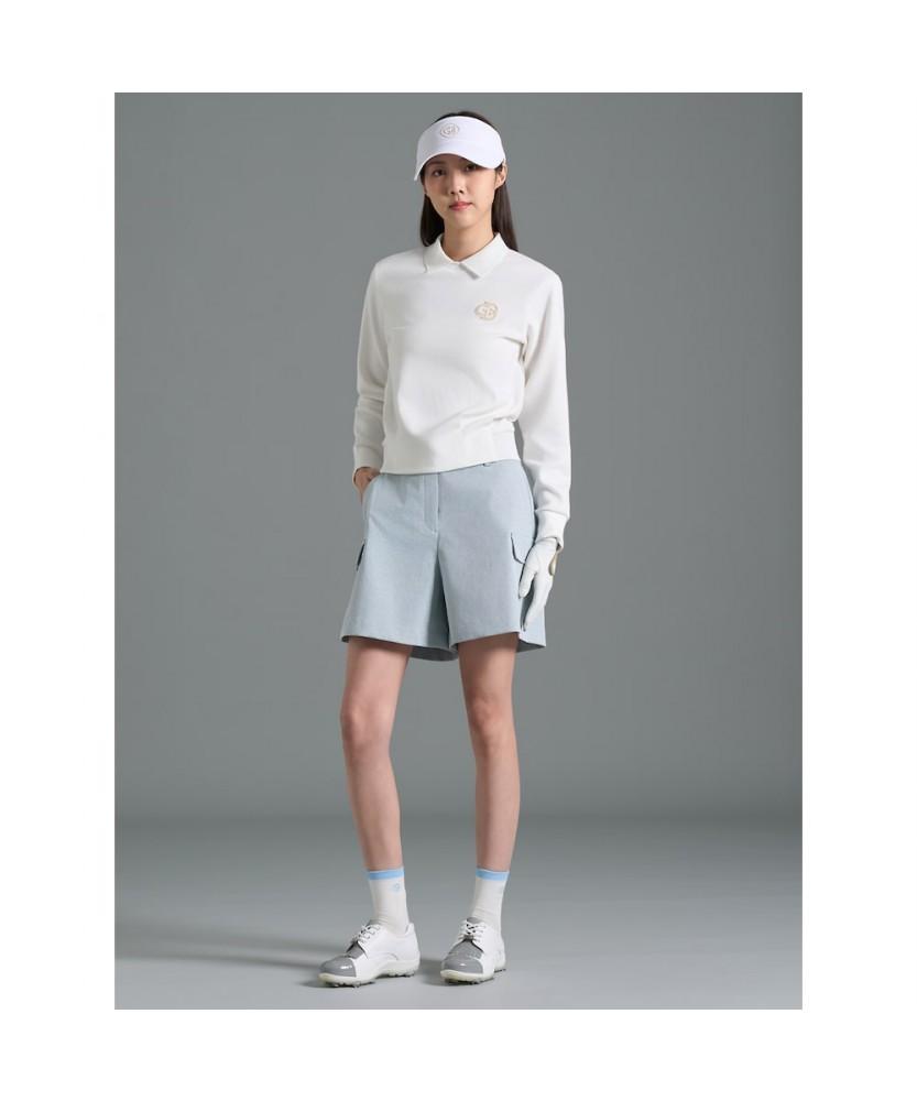Beanpole Golf Women'S Woven Mix Blouson Fit Long Sleeve T-Shirt Ivory