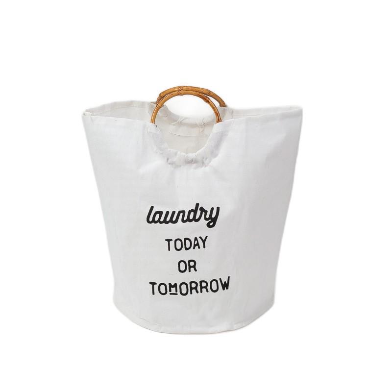 

Large Waterproof Foldable Bamboo Handle Storage Basket for Home and Bedroom Laundry