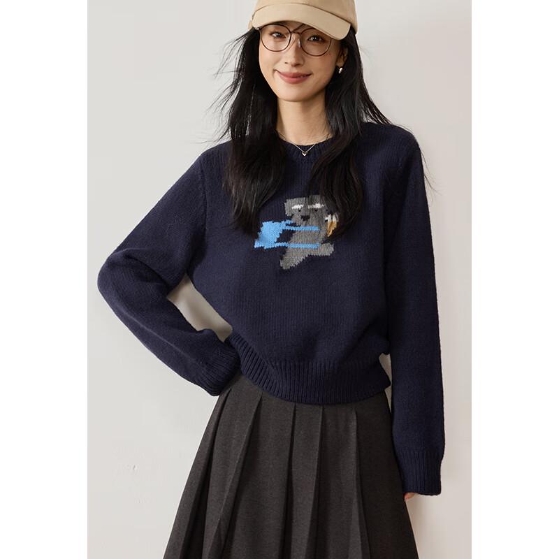 VICTORIA&VERA Women's Puppy Jacquard Knit Sweater