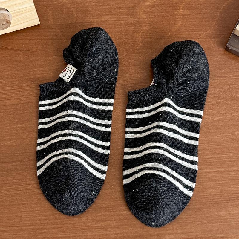 

Boat Sock Women s Summer Lightweight Anti-slip Non-slip Short Open-front Invisible Socks with Trendy Stripe Patterns and Cute Dog Logo. 1 pair