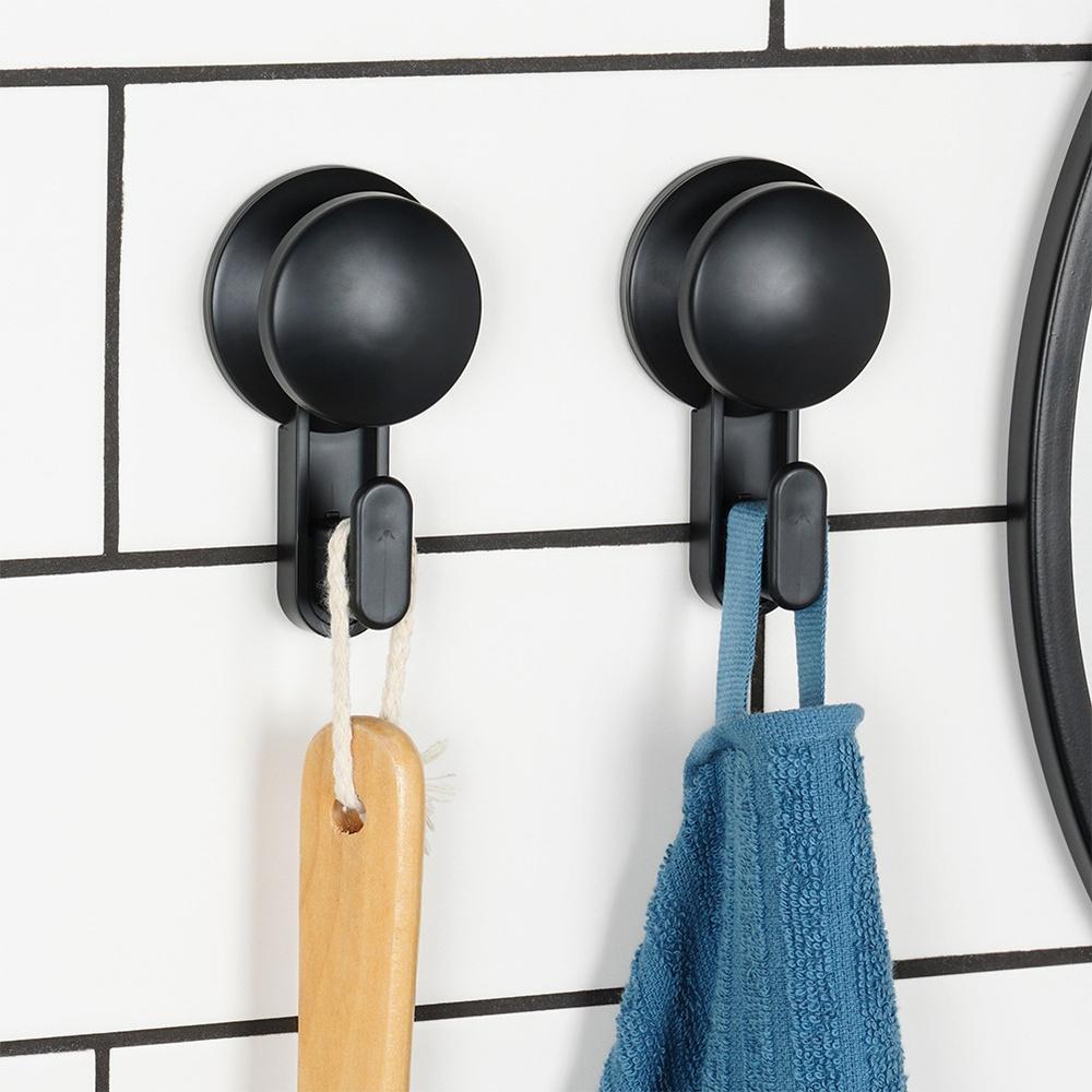 2x Suction Cup Towel Rack Hook for Kitchen or Bathroom