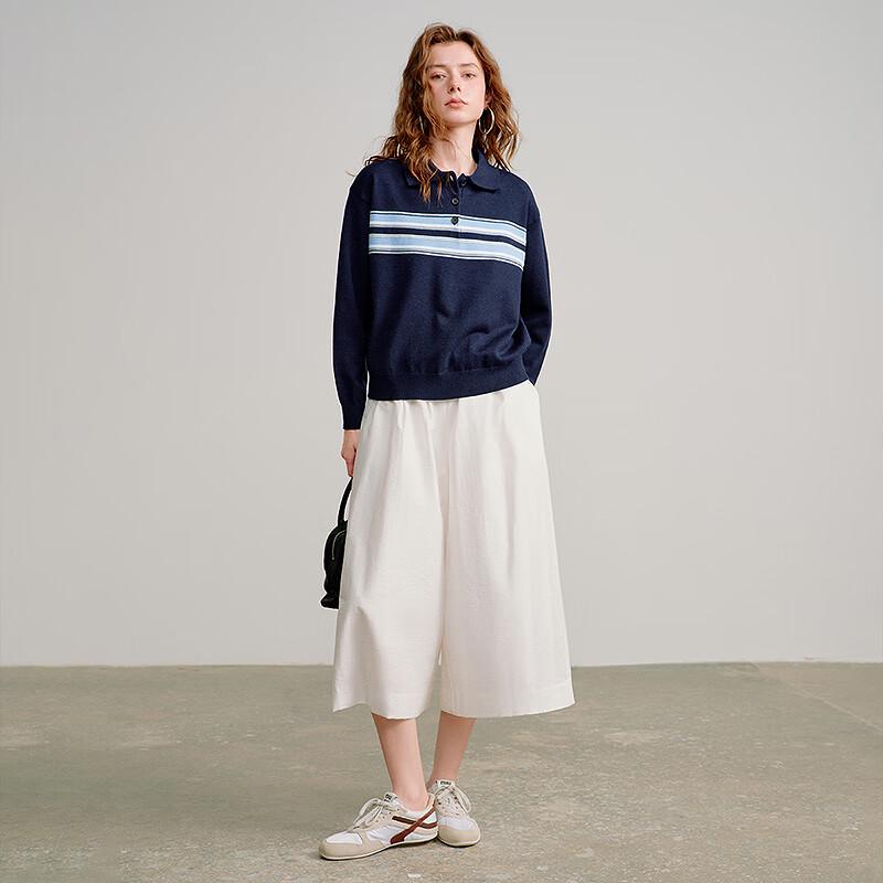 Chuyu Women's High-Waist Cotton Blend Wide-Leg Cropped Pants