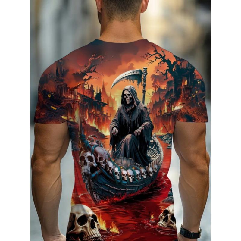 Men's Vibrant 3D Abstract Swirl T-Shirt - Colorful Artistic Pattern, Casual Polyester Knit