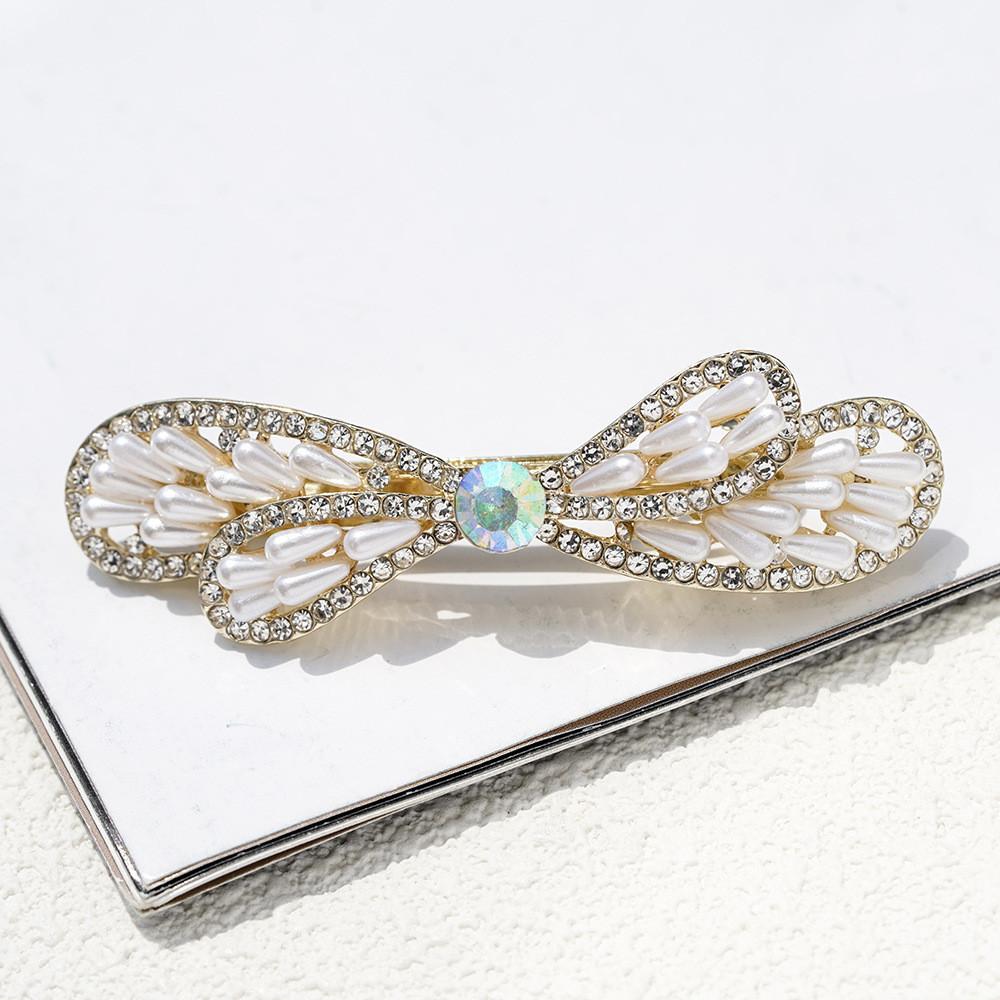 1Pcs Elegant Crystal Leaf Spring Hairpin For Women Fashion Rhinestone Back Head Hair Clip Hair Accessories Jewelry Headwear New