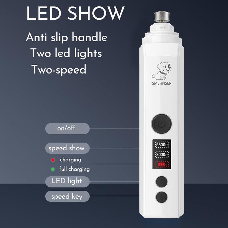 Professional Dog Nail Grinder Electric Pet Nail Trimmer Painless Paws Grooming Machine for Small Medium Large Dog Cats Low Noise