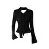 Retro Spicy Girl Ruffle Ribbon Knit Top: Autumn Fashion Slimming Design with Bell Sleeves