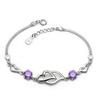 925 Sterling Silver New Heart To Heart Bracelet Fashion Female Models Cute Vintage Wild Super Flash Jewelry Purple Crystal