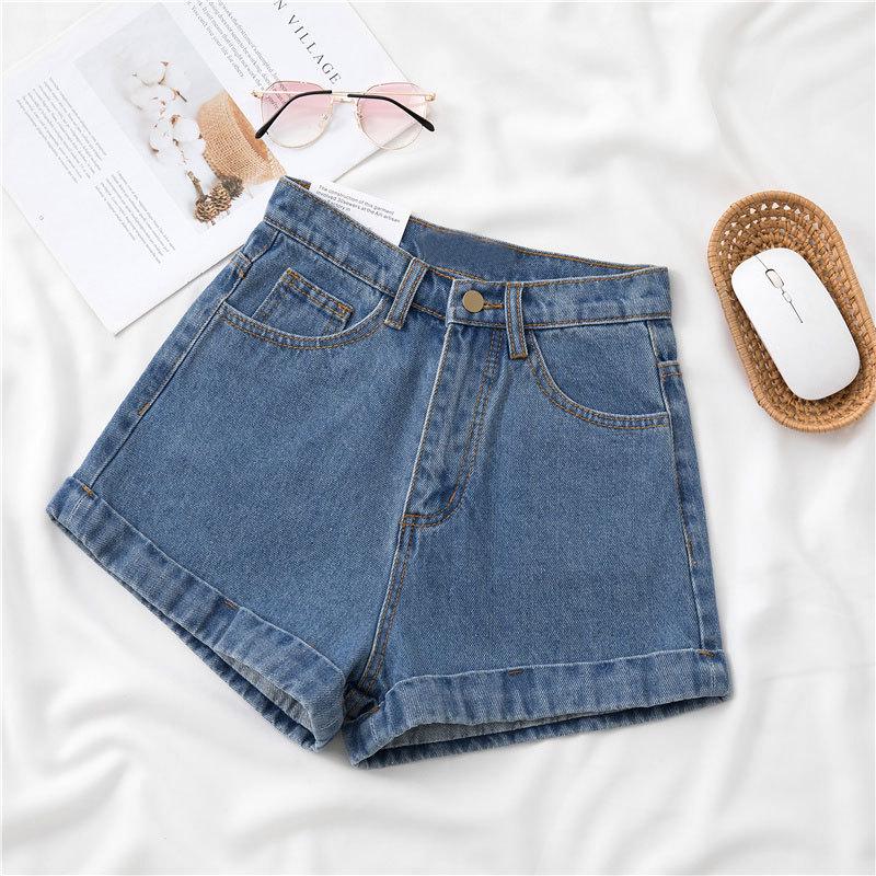 

Женские джинсовые шорты А-силуэта с подвернутым краем - Летний тонкий стиль, Мода инфлюенсеров, Повседневные шорты с широкими штанинами L средний синий