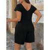 Elegant V-Neck Flounce Sleeve Jumpsuit with Pockets Plus Size Solid Color Summer Jumpsuits & Rompers Casual Chic Outfit